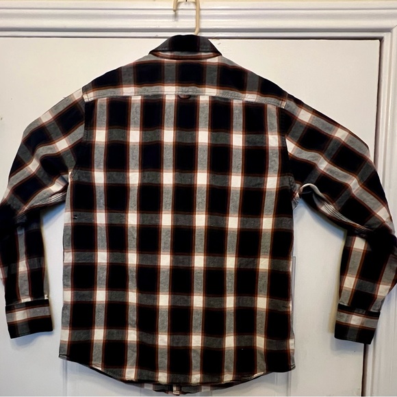 Ben Sherman Mens Brushed Plaid Shirt Sz XL plaid Flannel grey pearl snap flaws - Picture 2 of 9